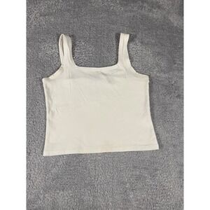 Q&A Tank Top Women L White Square Neck y2k 90's crop basic Camisole